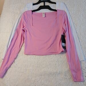 90 degree by reflex Yoga Tops 2 Pk Size S New Pink And White